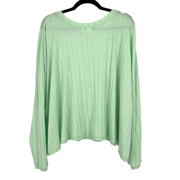 BP. Ribbed Long Sleeve Ribbed Boxy Tee Top Mint Green Size 3X NWOT - Picture 4 of 7